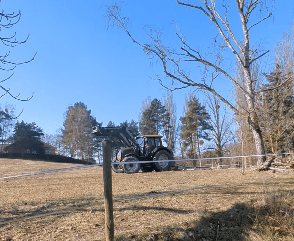 Vorbereitung Alpaka Koppel Brandenburg Traktor Wiese